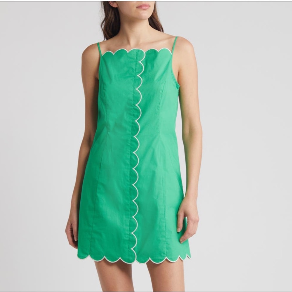 Charles Henry Scallop Detail Stretch Cotton
Minidress